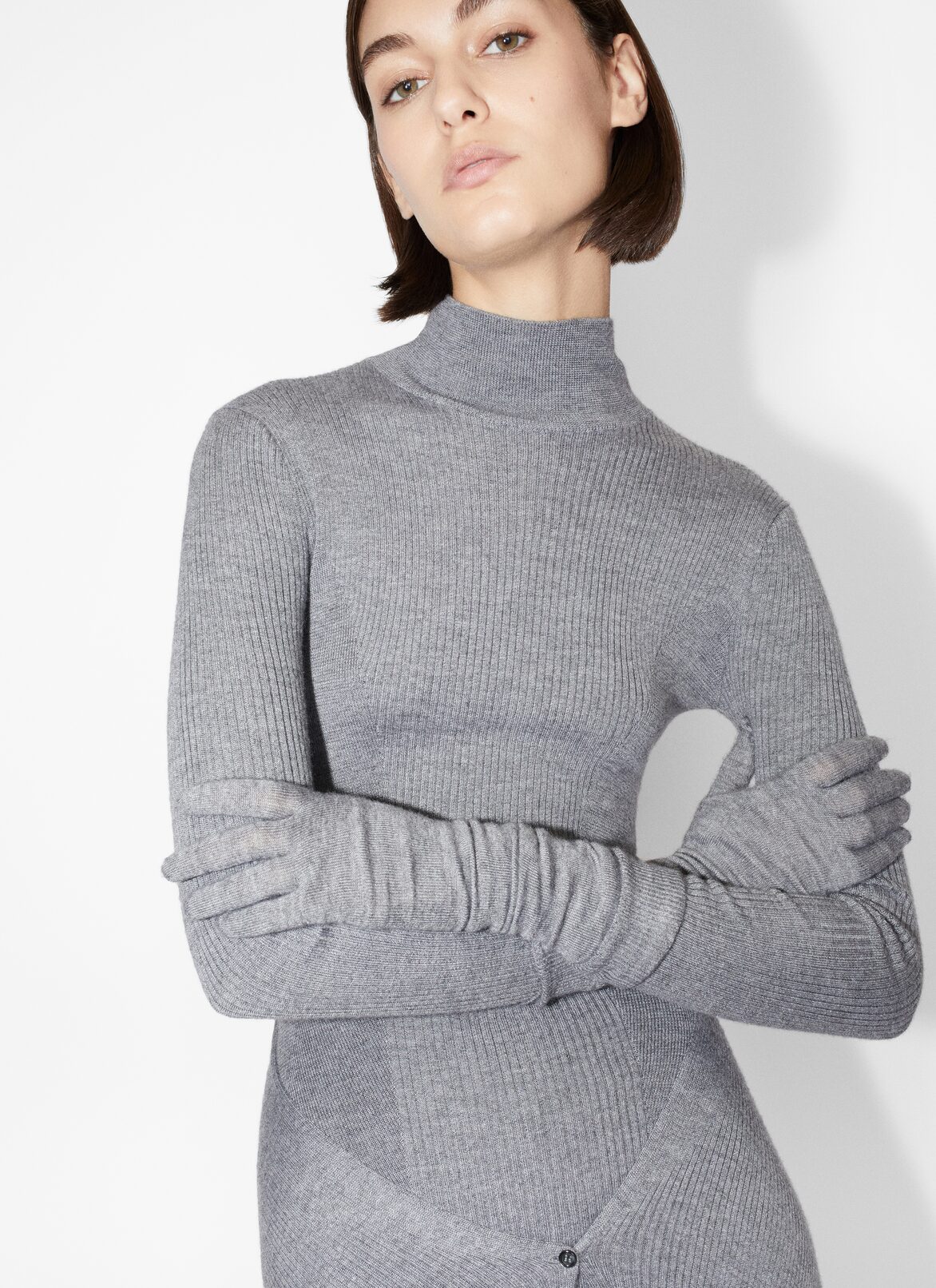 Silk and cashmere dress ALAÏA GRAY SILK AND CASHMERE DRESS